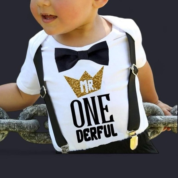 NWT- Boys Mr One-derful cake-smash or 1st birthday outfit - Picture 1 of 7